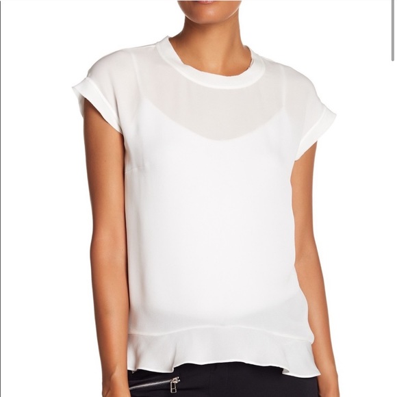 Veronica Beard Tops - VERONICA BEARD Silk Raw Edge Muscle Tee Off White